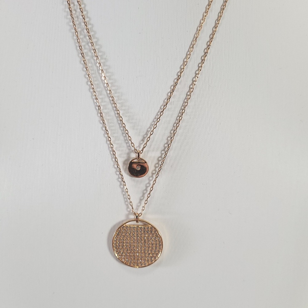 Swarovski Meteora Layered Necklace Rose Gold Tone Crystal Pave Jewelry